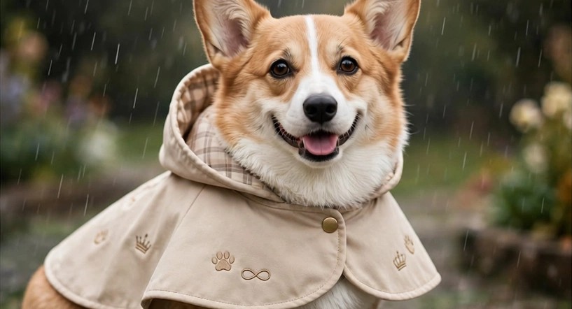 Mia modeling the Beige Plaid-Lined Rain Cape design concept
